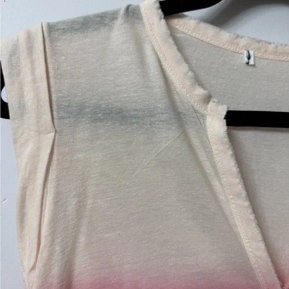 Unknown brand, top, Henley style, orange, pink, and pale pink three snap front - Picture 4 of 10